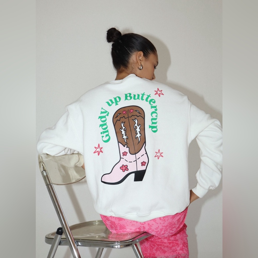 NWT Bailey Rose White Giddy up Buttercup sweatshirt